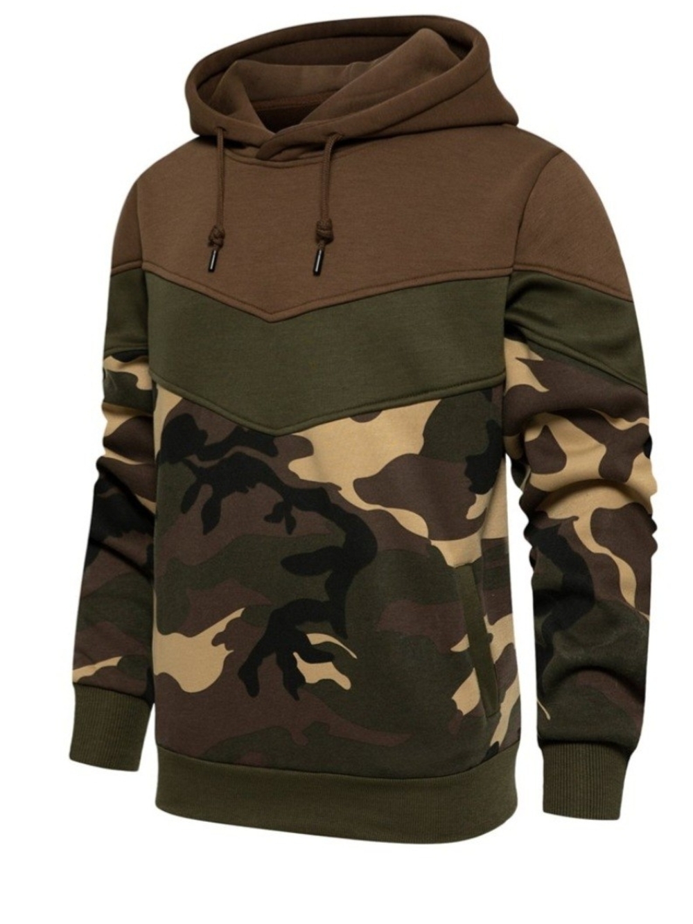 Men's Brown & Olive Camo Pullover Hoodie